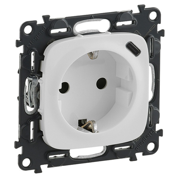 Розетка с/з комбинированная с зарядным устройством USB C 1.5А 5В с панелью Legrand Allure белый