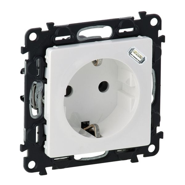 Розетка с/з комбинированная с зарядным устройством USB C 1.5А 5В с панелью Legrand Life белый