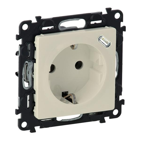 Розетка с/з комбинированная с зарядным устройством USB C 1.5А с панелью Legrand Life слоновая кость (бежевый)