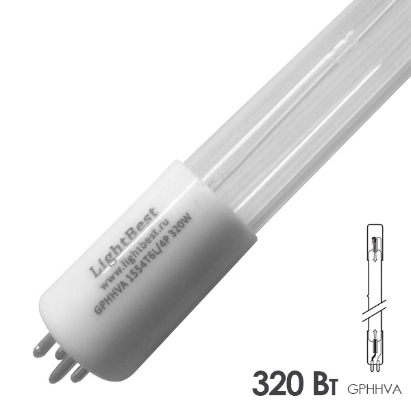 Лампа амальгамная LightBest GPHHVA 1554T6L/4 320W 2,1A L1554mm