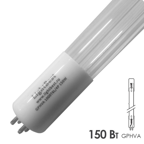 Лампа амальгамная LightBest GPHVA 1000T6L/4P 150W 1,8A L1000mm