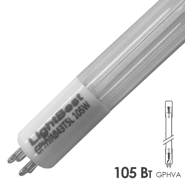 Лампа амальгамная LightBest GPHVA 843T5L/4 105W 1,2A L843mm