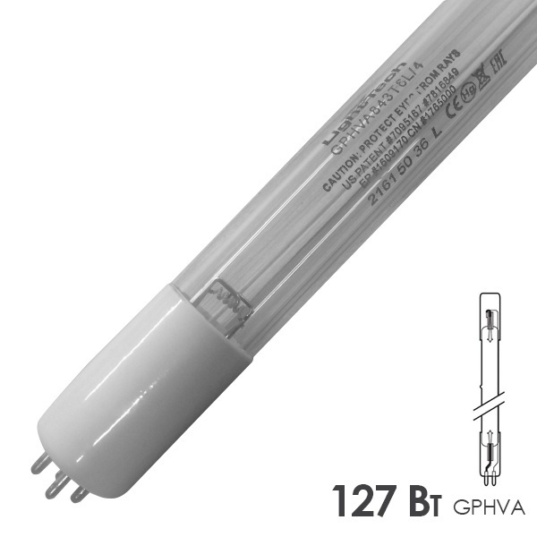 Лампа амальгамная LightBest GPHVA 843T6L/4 127W 1,8A L843mm