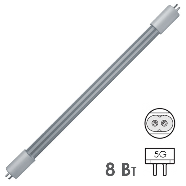 Лампа бактерицидная Navigator 82 324 NTL-Т5-08-UVC-G5 8W 254nm L303mm специальная безозоновая