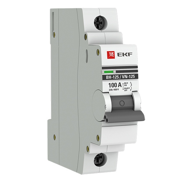 Рубильник модульный EKF PROxima ВН-125 1P 100А однофазный (выключатель нагрузки)