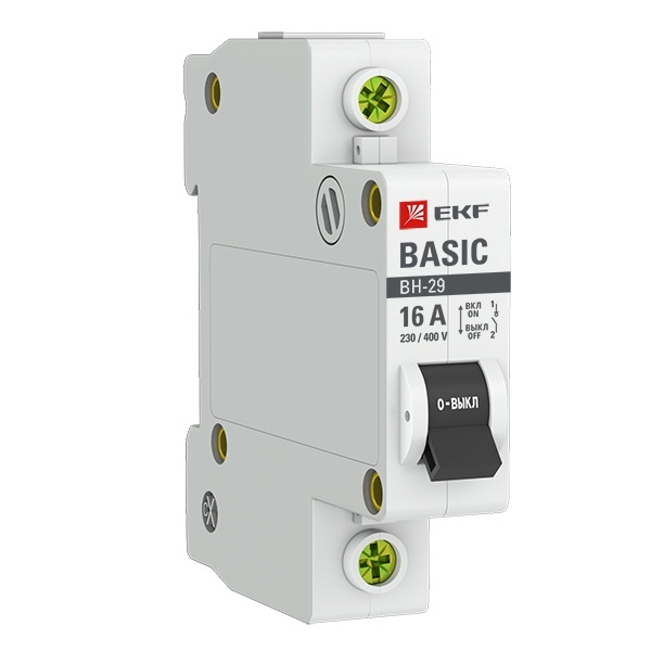 Рубильник модульный EKF Basic ВН-29 1P 16А однофазный (выключатель нагрузки)
