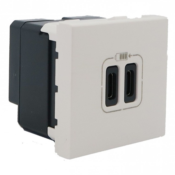 Розетка 2xUSB тип С Legrand Mosaic для зарядки 2 модуля белый