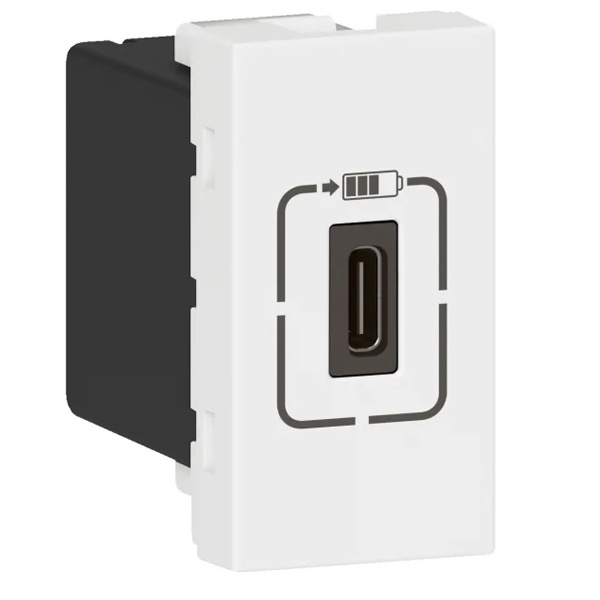 Розетка USB тип С Legrand Mosaic для зарядки 1 модуля алюминий