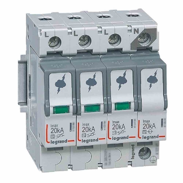 Разрядник Legrand 4-полюсный тип Т2 Imax 20 кА 320В 4 модуля