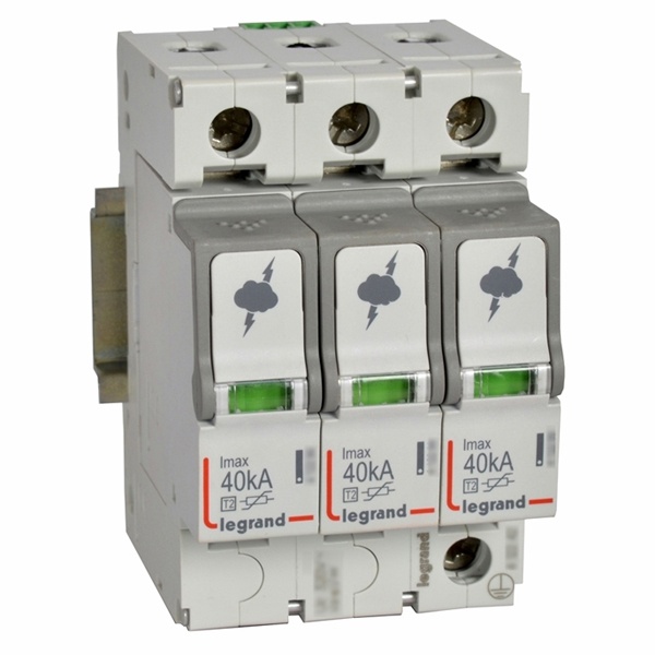 Разрядник Legrand 3-полюсный тип Т2 Imax 40 кА 440В (IT) 3 модуля