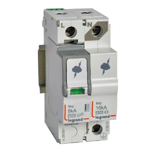 Разрядник Legrand 1P+N тип Т1+Т2 Imax 8 кА 255-320В 2 модуля
