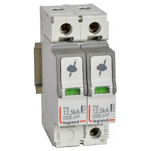 Разрядник Legrand 2-полюсный тип Т1+Т2 Imax 12 кА 320В 2 модуля