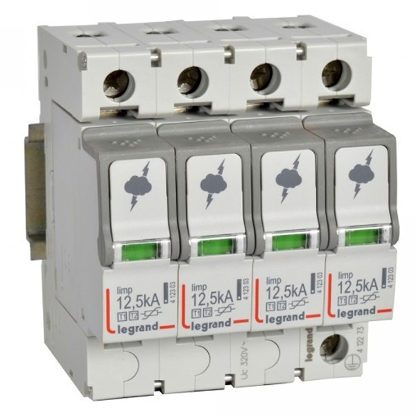 Разрядник Legrand 4-полюсный тип Т1+Т2 Imax 12 кА 320В 4 модуля