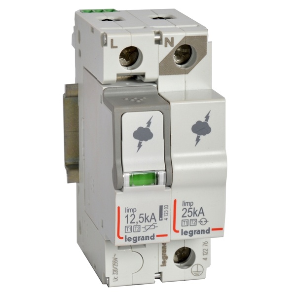 Разрядник Legrand 1P+N тип Т1+Т2 Imax 12,5 кА 255-320В 2 модуля с сигнальным контактом