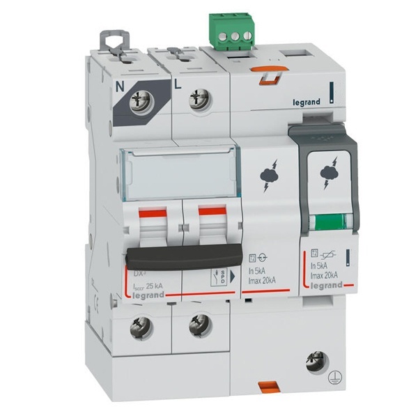 Разрядник Legrand 1P+N тип Т2 Imax 40 кА 255-320В 4 модуля с автоматическим выключателем С25