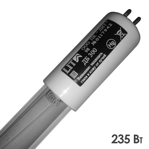 Лампа амальгамная НПО ЛИТ ДБ 300 235W 1,8A L1600x19mm 18000h Положение горения - Горизонтальное