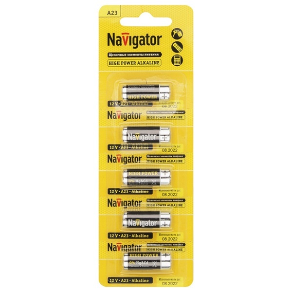 Элемент питания Navigator NBT-NE-A23-BP5 MN21 (V23GA/E23A/3LR50/LR23) (упаковка 5 шт)