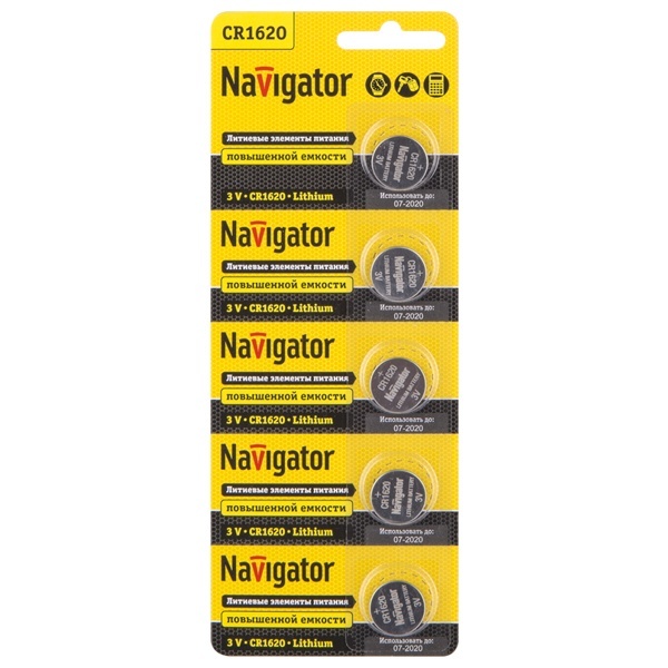 Элемент питания Navigator 94 780 NBT-CR1620-BP5 (упаковка 5 шт)