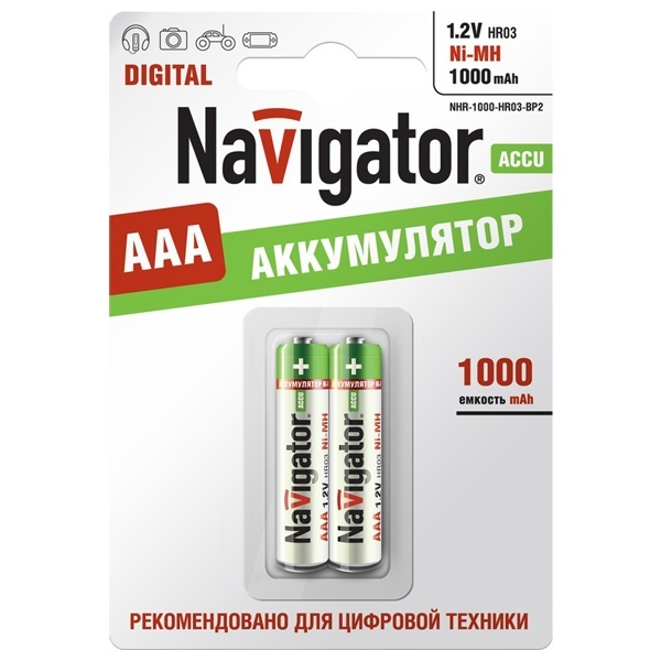 Аккумулятор AAA Navigator HR03 1.2V 1000mAh 94 462 NHR-1000-HR03-BP2 (упаковка 2 шт)