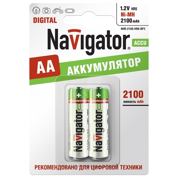 Аккумулятор AA Navigator HR6 1.2V 2100mAh 94 463 NHR-2100-HR6-BP2 (упаковка 2 шт)