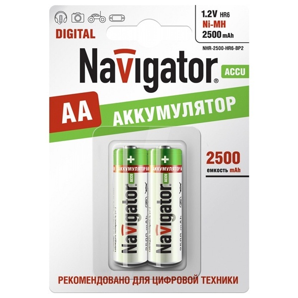 Аккумулятор AA Navigator HR6 1.2V 2500mAh 94 464 NHR-2500-HR6-BP2 (упаковка 2 шт)