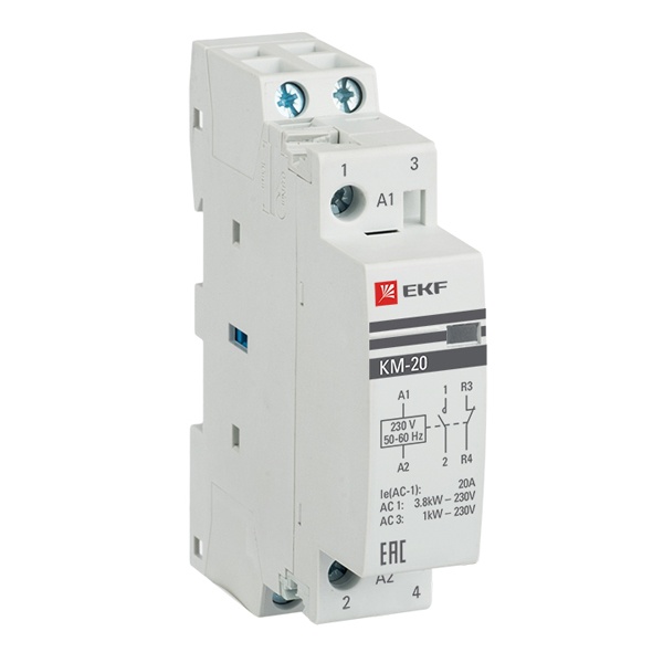 Контактор модульный EKF КМ 20А NO+NC 230В AC 1 модуль