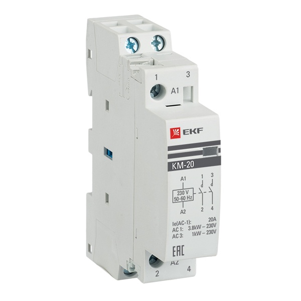 Контактор модульный EKF КМ 20А 2NO 230В AC 1 модуль
