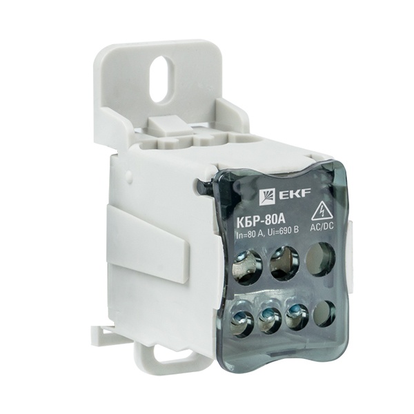 Блок распределительный EKF КБР на DIN-рейку и монтажную панель 80A 7 зажимов