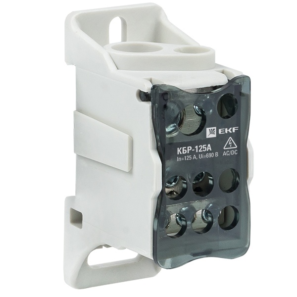 Блок распределительный EKF КБР на DIN-рейку и монтажную панель 125A 8 зажимов