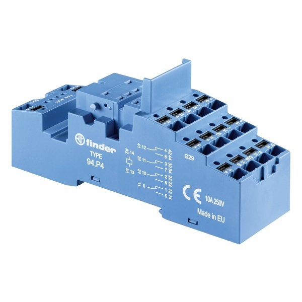 Розетка Finder безвинтовые клеммы 'Push-in' для реле 55.32,55.34 с металлической клипсой