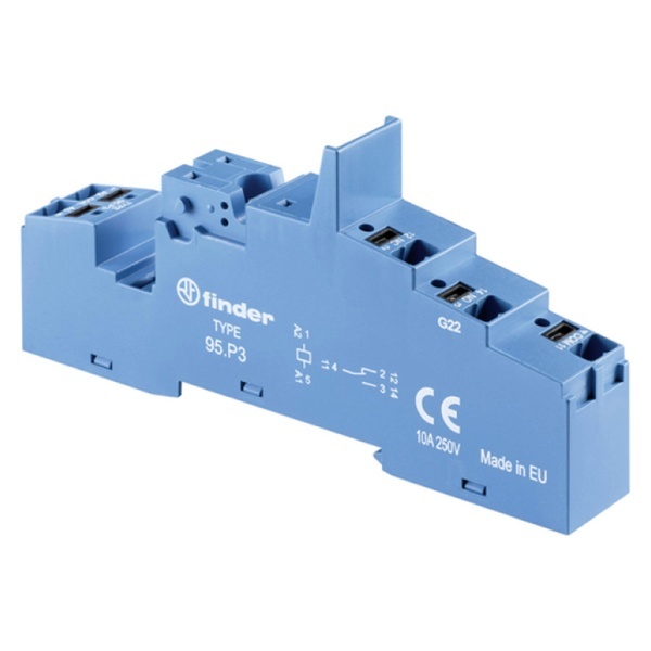 Розетка Finder с безвинтовыми клеммами Push-in для реле 40.31 пластиковая клипса