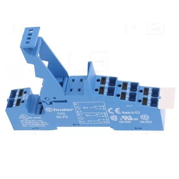 Розетка Finder с безвинтовыми клеммами Push-in для реле 40.51, 40.52, 40.61, 40.62; пласт. клипса