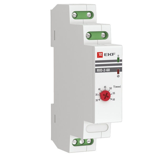 Импульсное реле с задержкой отключения EKF RIO-2-60 (30-60 мин) 16А 1НО/НЗ 230-240В 50Гц