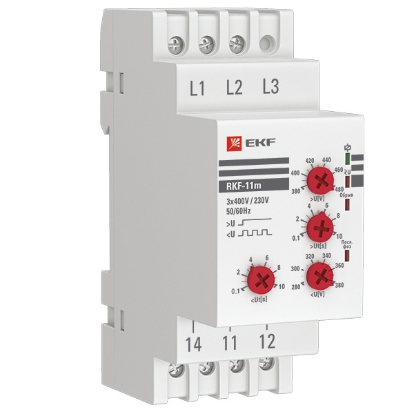 Реле контроля фаз EKF RKF-11m 1НО/НЗ 280-480В 50/60Гц