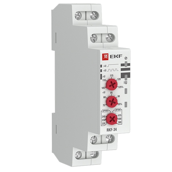 Реле контроля фаз EKF RKF-34 1НО+1НЗ 8А 154-540В 50/60Гц