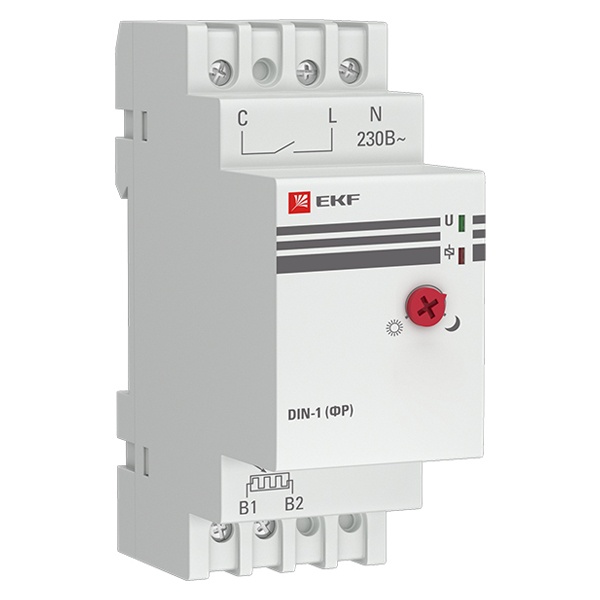 Фотореле с выносным датчиком EKF DIN-1 (ФР) 2-100Лк 25А 3000Вт