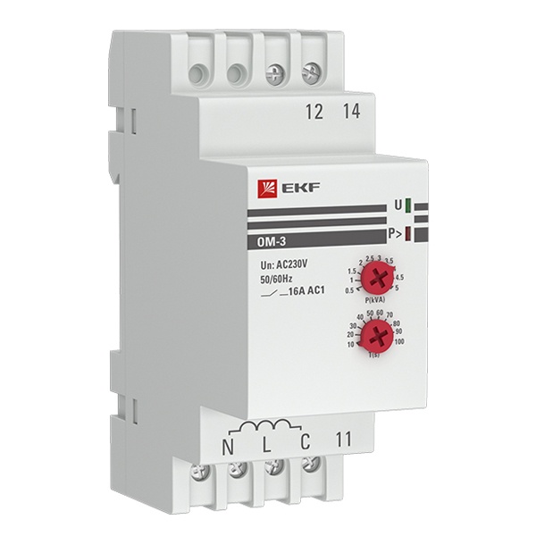 Ограничитель мощности EKF ОМ-3 однофазный 16А 0,5-5кВт