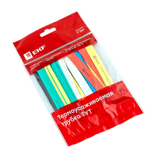 Набор термоусаживаемых трубок EKF (7 цветов по 3шт.) 8/4 100мм