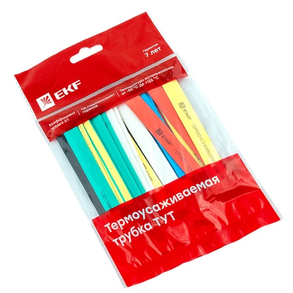 Набор термоусаживаемых трубок EKF (7 цветов по 3шт.) 12/6 100мм