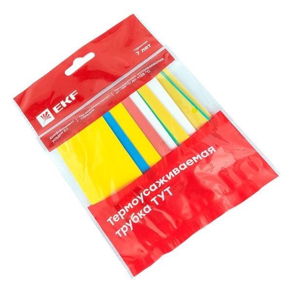 Набор термоусаживаемых трубок EKF (7 цветов по 3шт.) 30/15 100мм