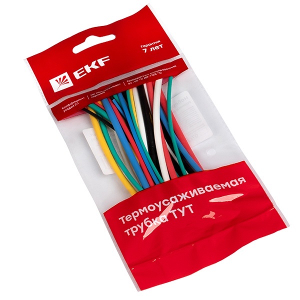 Набор термоусаживаемых трубок EKF (6 цветов по 5шт.) (1/0,5;1,5/0,75;2/1;2,5/1,25;3/1,5) 100мм