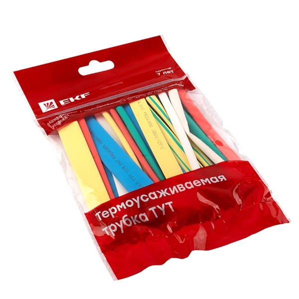 Набор термоусаживаемых трубок EKF (7 цветов по 5шт.) (4/2;6/3;8/4;10/5;12/6) 100мм