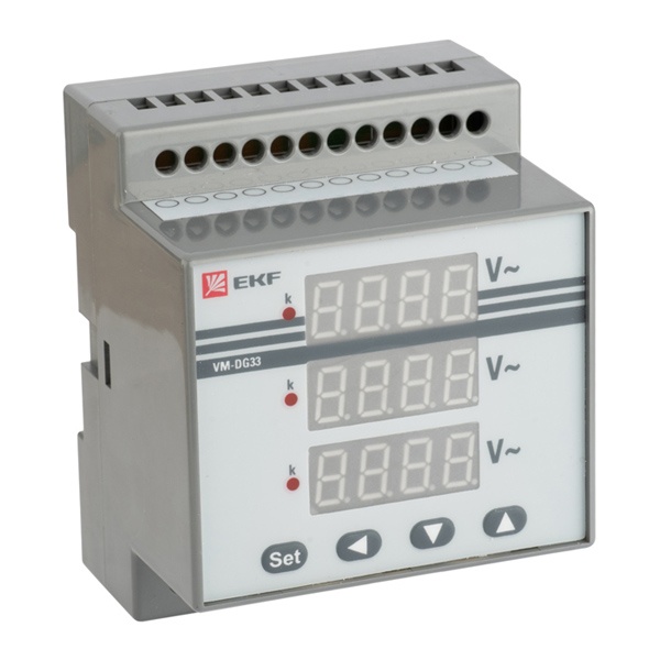 Вольтметр EKF VD-G33 цифровой на DIN трехфазный