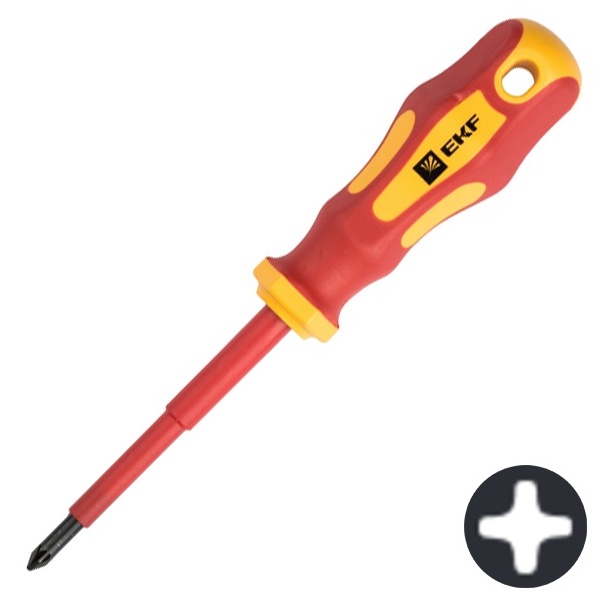 Отвертка EKF диэлектрическая крестовая Master PH1x80 мм VDE 1000В Basic