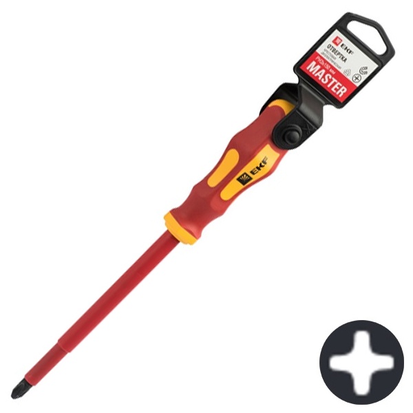 Отвертка EKF диэлектрическая крестовая Master PH3x150 мм VDE 1000В Basic