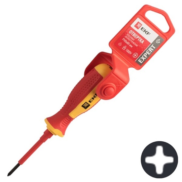 Отвертка EKF диэлектрическая крестовая Expert PH0x60 мм VDE 1000В PROxima
