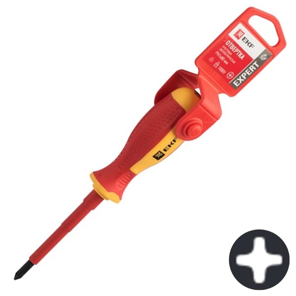 Отвертка EKF диэлектрическая крестовая Expert PH1x80 мм VDE 1000В PROxima