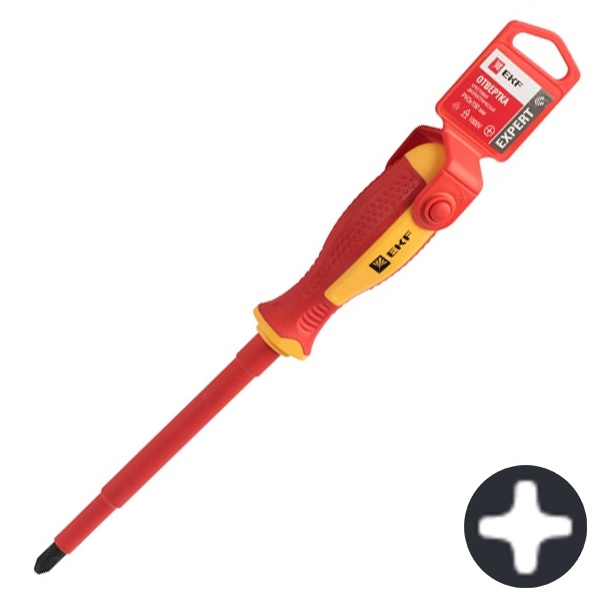 Отвертка EKF диэлектрическая крестовая Expert PH3x150 мм VDE 1000В PROxima
