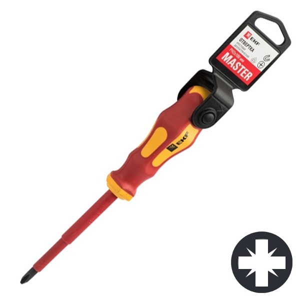 Отвертка диэлектрическая крестовая EKF Basic Master PZ2x100 мм VDE 1000В