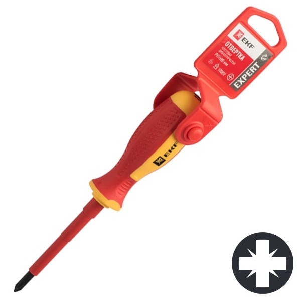 Отвертка диэлектрическая крестовая EKF PROxima Expert PZ1x80 мм VDE 1000В